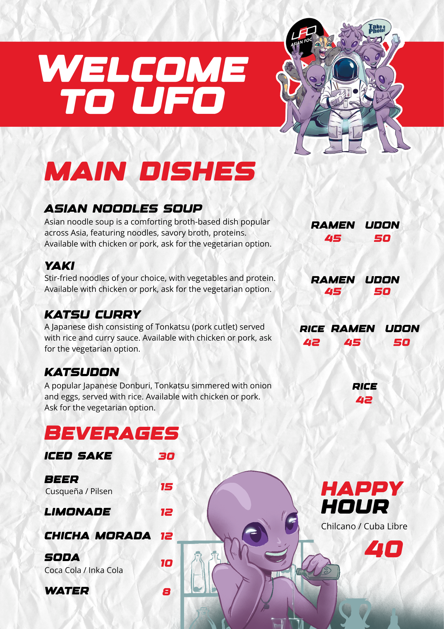 Carta UFO Asian Food